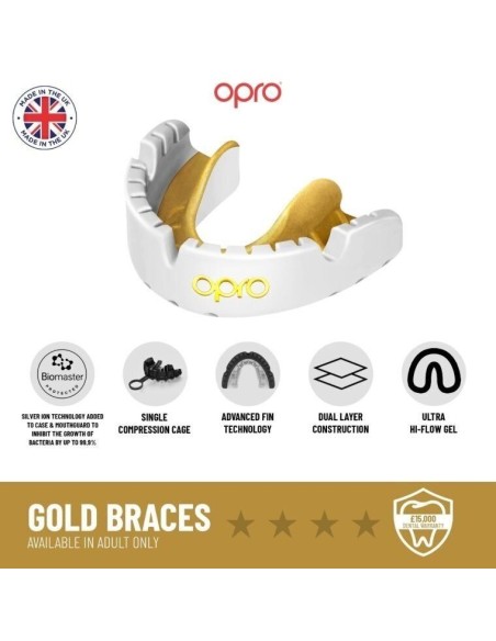 "OPRO" dantų apsauga turintiems breketus Self-Fit UFC Gold Braces - Black/Silver