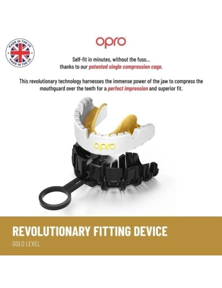 "OPRO" dantų apsauga turintiems breketus Self-Fit UFC Gold Braces - Black/Silver