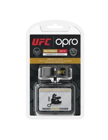 "OPRO" dantų apsauga turintiems breketus Self-Fit UFC Gold Braces - Black/Silver