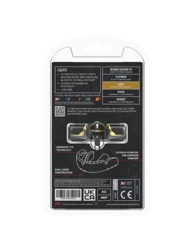 "OPRO" dantų apsauga turintiems breketus Self-Fit UFC Gold Braces - Black/Silver