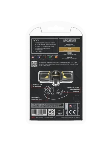 "OPRO" dantų apsauga turintiems breketus Self-Fit UFC Gold Braces - Black/Silver