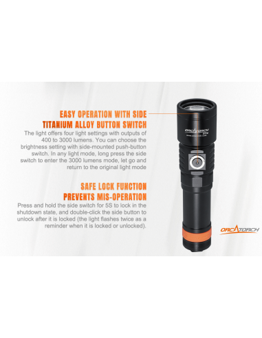 Šviestuvas OrcaTorch  "DC 710" (3000 Lumen) 2pcs 21700 5000mA