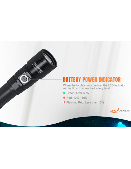 Flashlight OrcaTorch "D710" (3000 Lumen) 2pcs 21700 5000mA