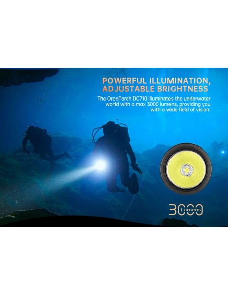 Šviestuvas OrcaTorch  "DC710" (3000 Lumen) 1pcs 21700 5000mA