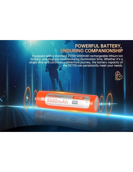 Šviestuvas OrcaTorch  "DC710" (3000 Lumen) 1pcs 21700 5000mA