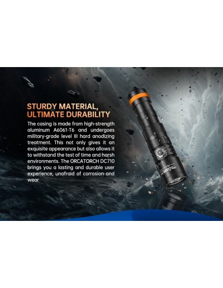 Šviestuvas OrcaTorch  "DC710" (3000 Lumen) 1pcs 21700 5000mA