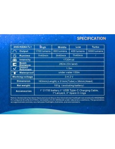 Flashlight OrcaTorch "D710" (3000 Lumen) 1pcs 21700 5000mA 2
