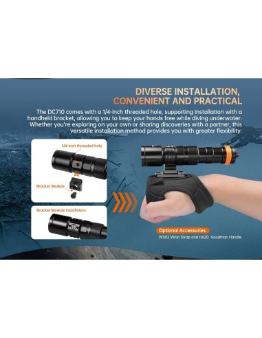 Šviestuvas OrcaTorch  "DC710" (3000 Lumen) 1pcs 21700 5000mA