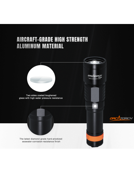 OrcaTorch "D700" Flashlight (1700 Lumen) 2x 21700