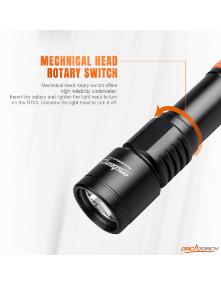 OrcaTorch "D700" Flashlight (1700 Lumen) 2x 21700
