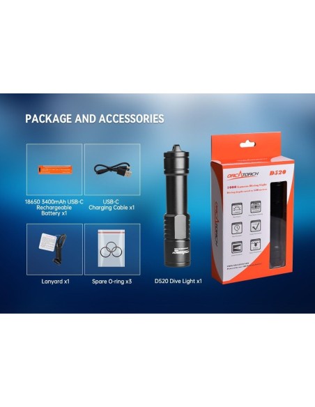 OrcaTorch "D520" Flashlight (1000 Lumen)