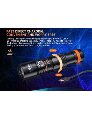 Flashlight OrcaTorch "D710" (3000 Lumen) 2pcs 21700 5000mA