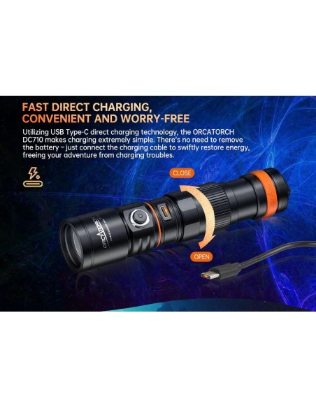 Flashlight OrcaTorch "D710" (3000 Lumen) 2pcs 21700 5000mA