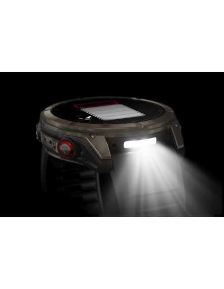 Fēnix® 8 Pro – 51 mm, AMOLED Sapphire, titanas su grafito spalvos / juodu silikoniniu dirželiu
