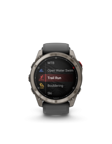 Fēnix® 8 Pro – 51 mm, AMOLED Sapphire, titanas su grafito spalvos / juodu silikoniniu dirželiu