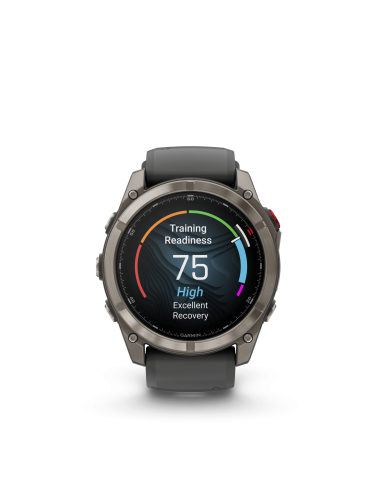 Fēnix® 8 Pro – 51 mm, AMOLED Sapphire, titanas su grafito spalvos / juodu silikoniniu dirželiu