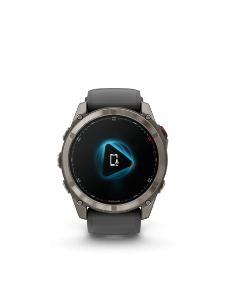 Fēnix® 8 Pro – 51 mm, AMOLED Sapphire, titanas su grafito spalvos / juodu silikoniniu dirželiu