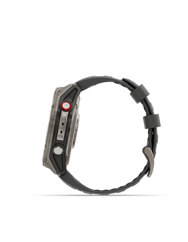 Fēnix® 8 Pro – 51 mm, AMOLED Sapphire, titanas su grafito spalvos / juodu silikoniniu dirželiu