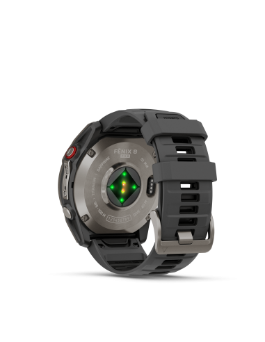 Fēnix® 8 Pro – 51 mm, AMOLED Sapphire, titanas su grafito spalvos / juodu silikoniniu dirželiu