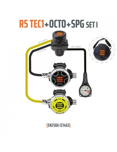 Regulator set R5 TEC1 DIN + octopus + pressure gauge