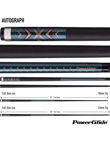 PowerGlide pool cue "AUTOGRAPH CARBON" (2 pieces) 13mm