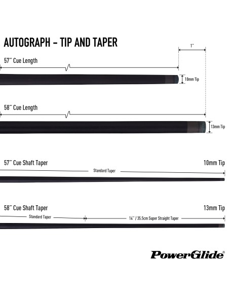 PowerGlide pool cue "AUTOGRAPH CARBON" (2 pieces) 13mm