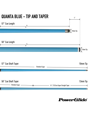 Бильярдный кий PowerGlide "QUANTA BLUE CARBON" (2 шт.), 13 мм