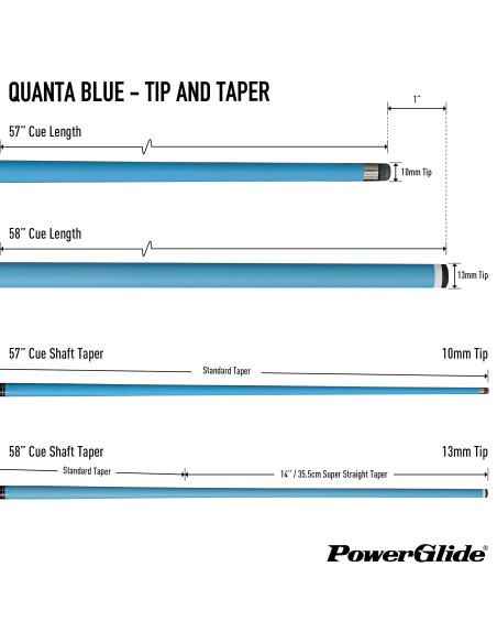 Бильярдный кий PowerGlide "QUANTA BLUE CARBON" (2 шт.), 13 мм