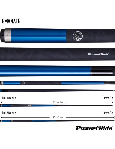 PowerGlide pool cue "EMANATE CARBON" (2 pieces) 13mm Blue