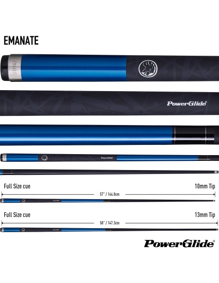 PowerGlide biljarda kija "EMANATE CARBON" (2 gab.) 13mm zila