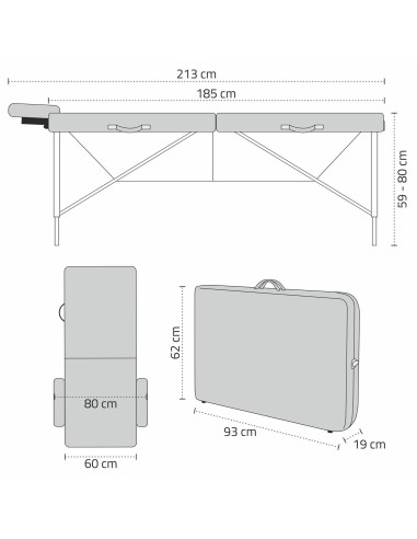 Masažo stalas YellowSport  "NADIA" 60 cm (juodas)