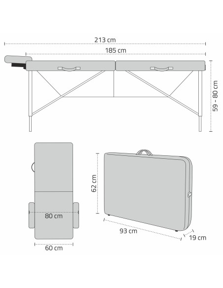 Masažo stalas YellowSport  "NADIA" 60 cm (juodas)
