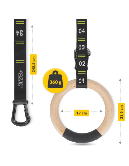 Wooden gymnastic rings 4FIZJO