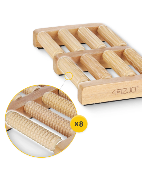 Dvigubas medinis pėdų masažo volelis 4FIZJO