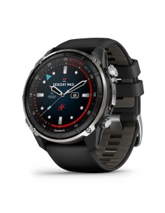 Descent™ Mk3i – 51mm Silver and black PVD titanium with black/grey pebble silicone strap