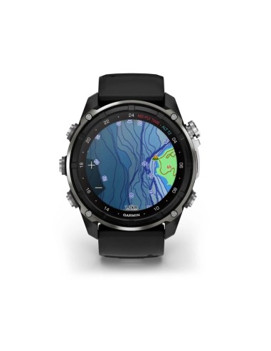 Descent™ Mk3i – 51mm Silver and black PVD titanium with black/grey pebble silicone strap