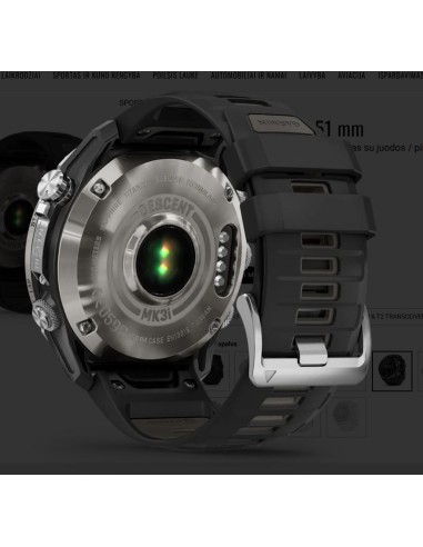 Descent™ Mk3i – 51mm Silver and black PVD titanium with black/grey pebble silicone strap
