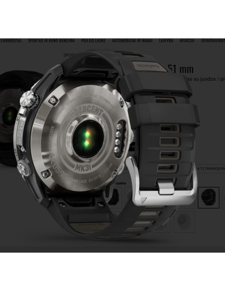 Descent™ Mk3i – 51mm Silver and black PVD titanium with black/grey pebble silicone strap