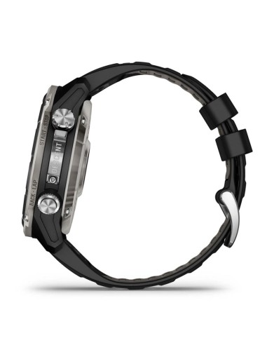 Descent™ Mk3i – 51mm Silver and black PVD titanium with black/grey pebble silicone strap