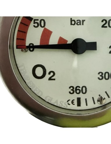 Manometras be žarnelės Dirzone SPG 52mm 360Bar O2