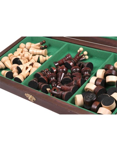 Maži mediniai šachmatai + šaškės