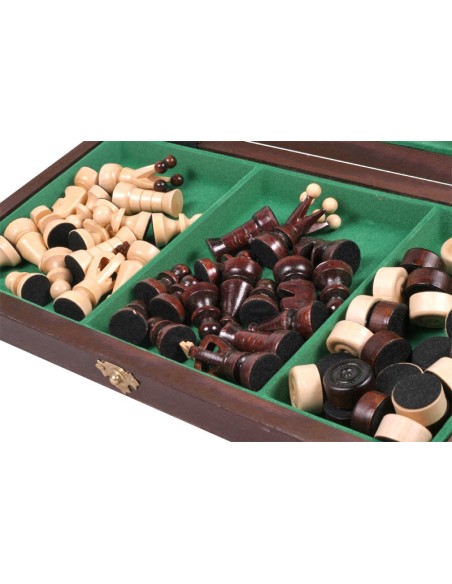 Maži mediniai šachmatai + šaškės