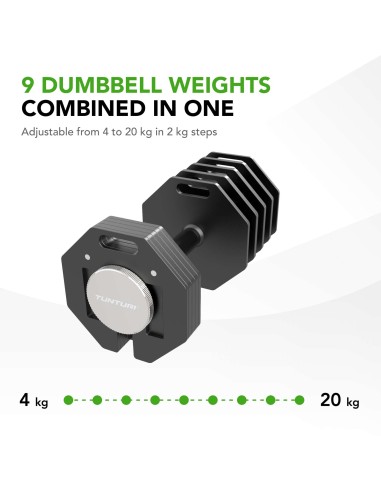 Hanteliai TUNTURI Rapid Adjustable Hanteliai 20kg