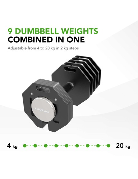 Hanteliai TUNTURI Rapid Adjustable Hanteliai 20kg