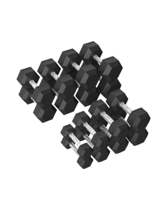 Hantelių rinkinys TUNTURI Platinum Hex guminiai hanteliai, 2,5-20 kg