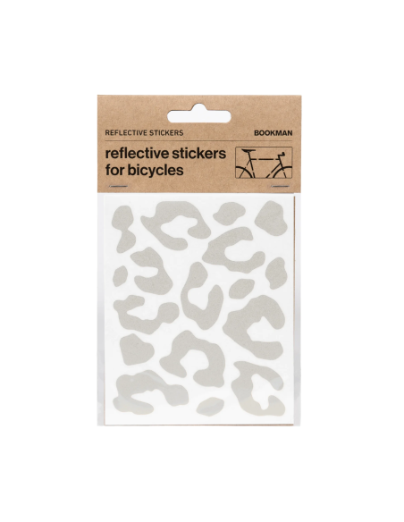 Reflective bicycle stickers BOOKMAN, white leopard print