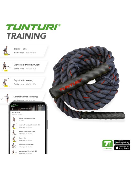 Treniruočių virvė TUNTURI Battle Rope 12m
