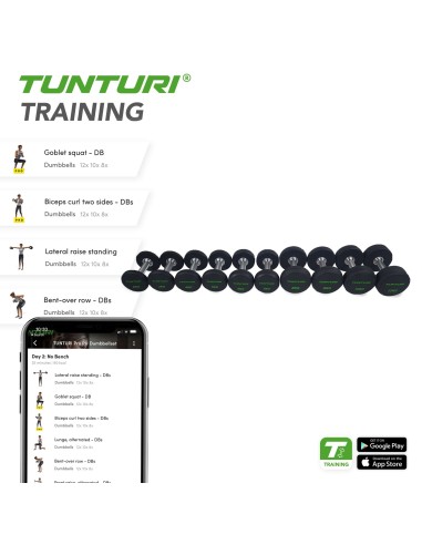 Hantelių rinkinys TUNTURI PU Pro 2-12kg (10vnt, 132kg)