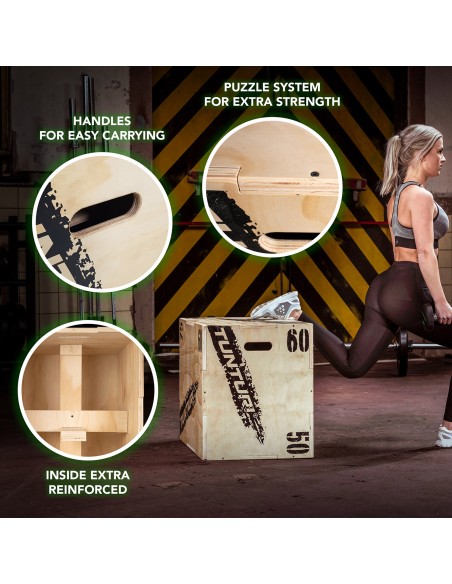 Treniruočių dėžė TUNTURI Plyo Box Wood 40/50/60cm