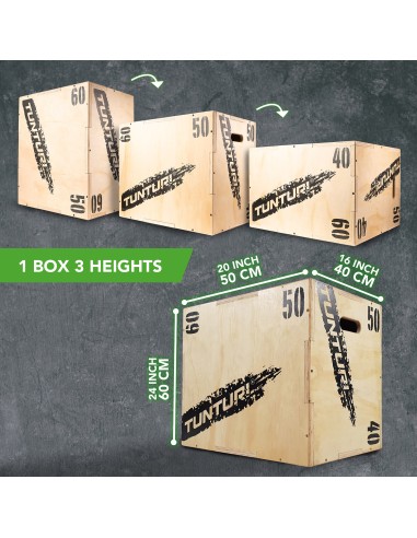 Treniruočių dėžė TUNTURI Plyo Box Wood 40/50/60cm